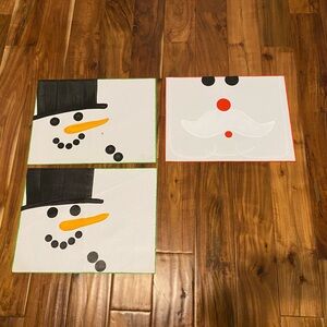 New Hand Painted Christmas Canvas Placemats 3